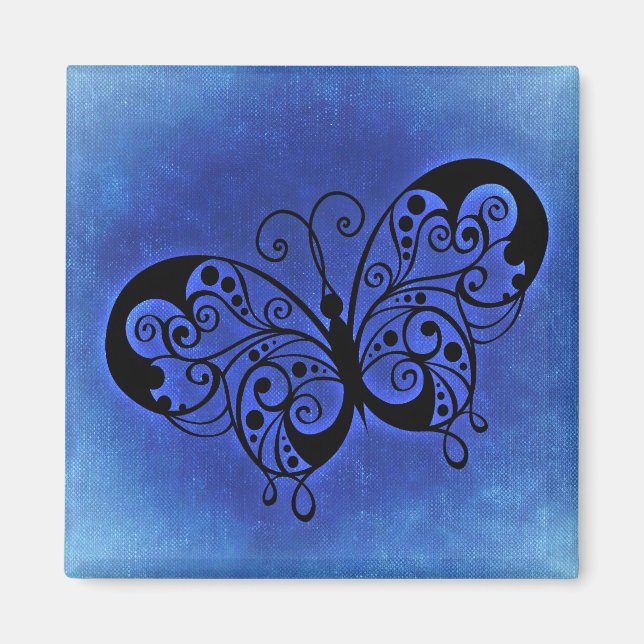 Finare Butterfly på en blå Denim-bakgrund Magnet (Framsidan)