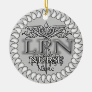 Finare Caduceus LPN sjuksköterska Julgransprydnad Keramik