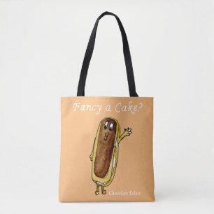 Finare Cake Funny Chocolate Eclair Quirky Art Humo Tygkasse