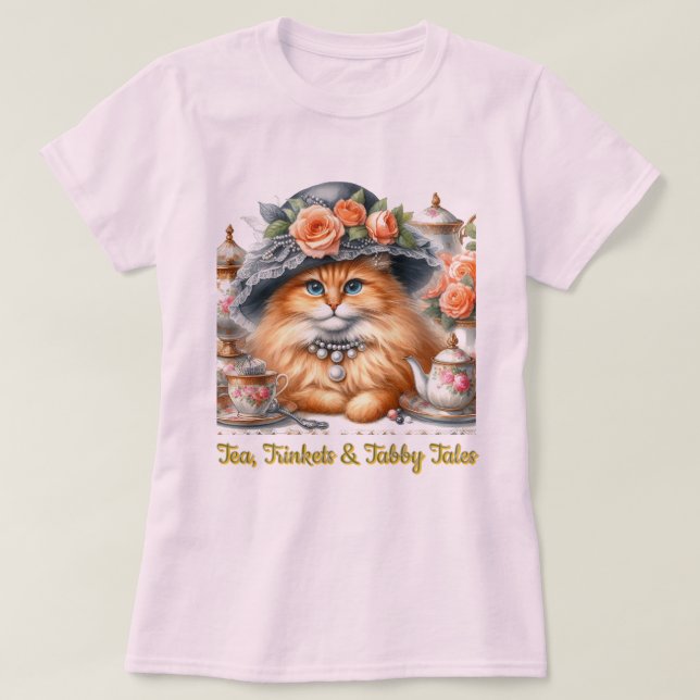 Finare Cat Tea Party Cat Lovers T Shirt (Design framsida)