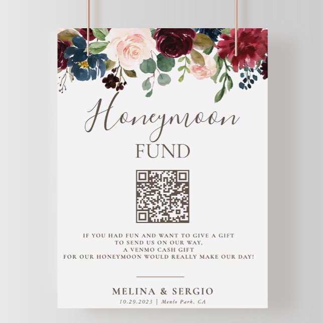 Finare Classic Flowers Bröllop Honeymoon Fund Poster (Skapare uppladdad)