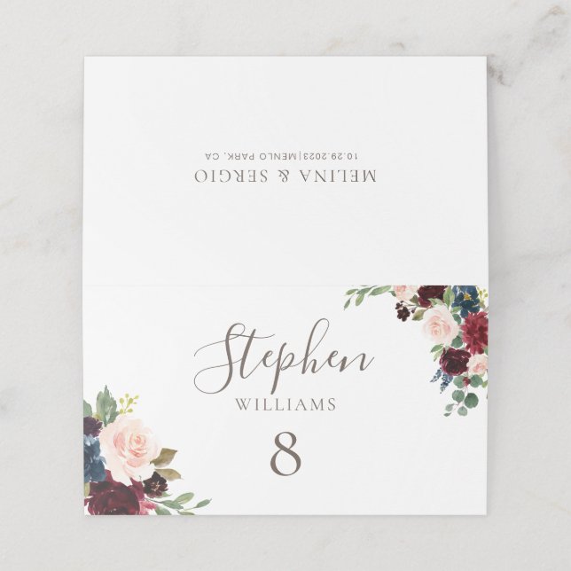 Finare Classic Flowers Bröllop Placeringskort (Utvändigt utvikt)
