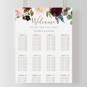 Finare Classic Flowers Bröllop-sätesdiagram Poster