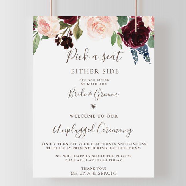 Finare Classic Flowers Bröllop Unplugged Ceremony Poster (Skapare uppladdad)