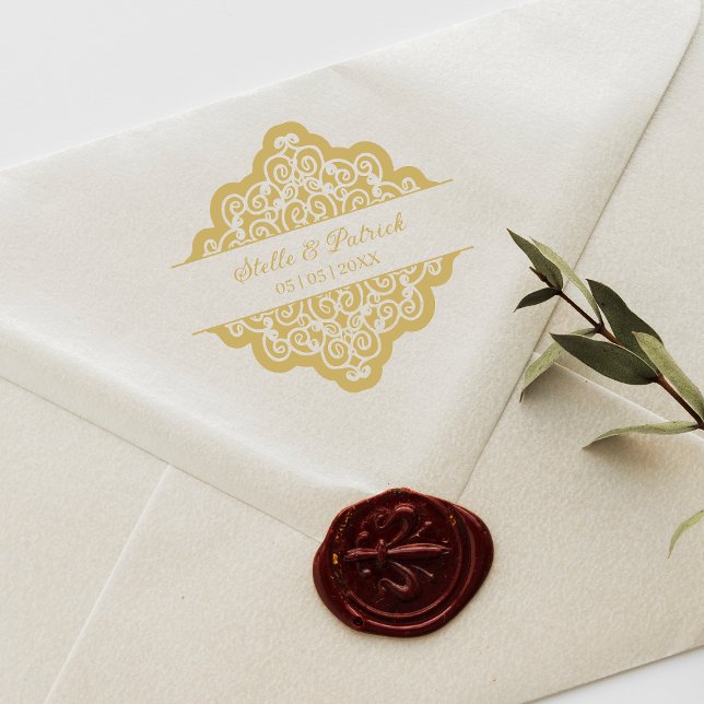 Finare Classic Ornamental Diamond Shape Bröllop Stämpel (Skapare uppladdad)