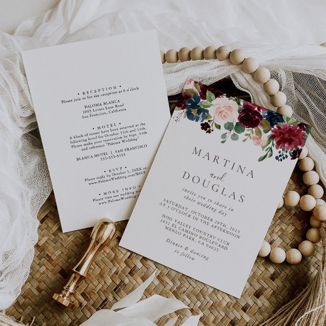 Finare Classic Ro Back & Front Bröllop Inbjudningar (Skapare uppladdad)