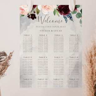 Finare Classic Ro Flowers Bröllop Sittdiagram för Poster