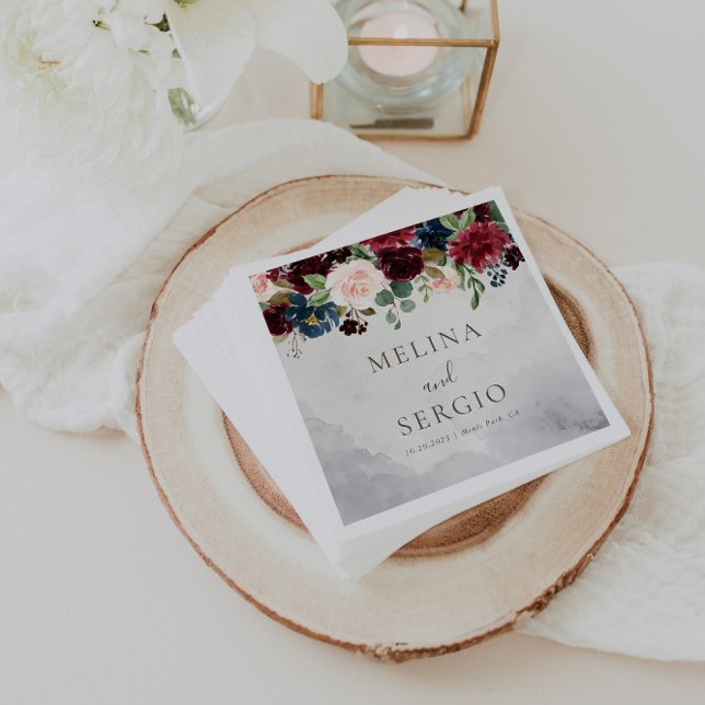 Finare Classic Ro Peony Flowers Bröllop Napkins Pappersservett (Skapare uppladdad)