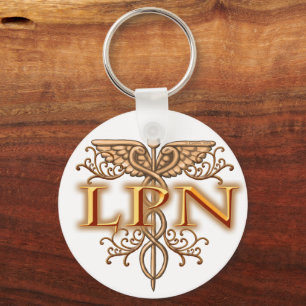Finare Copper Caduceus LPN Nurse Nyckelring