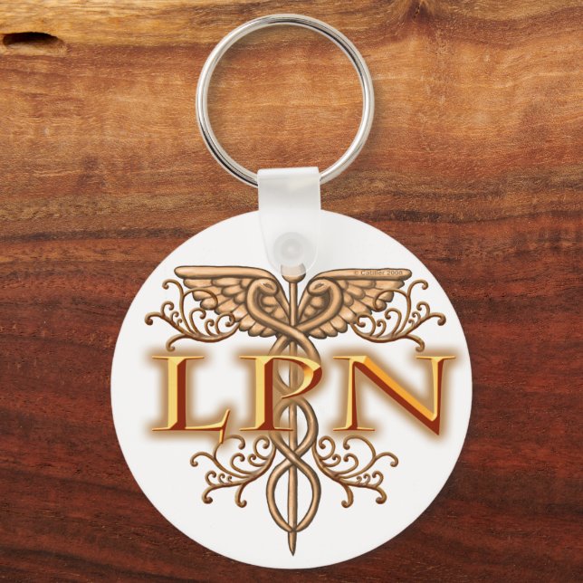 Finare Copper Caduceus LPN Nurse Nyckelring (Framsida)