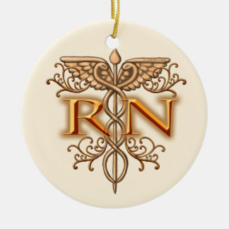 Finare Copper Caduceus RN Nurse Julgransprydnad Keramik
