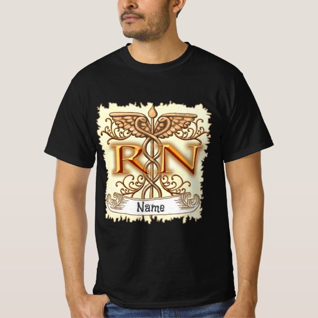 Finare Copper Caduceus RN Nurse T Shirt (Framsida)