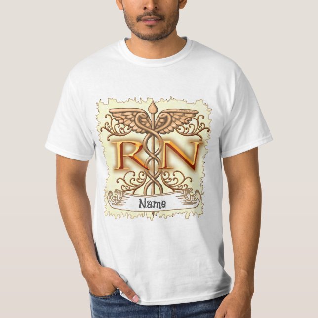 Finare Copper Caduceus RN Nurse T Shirt (Framsida)