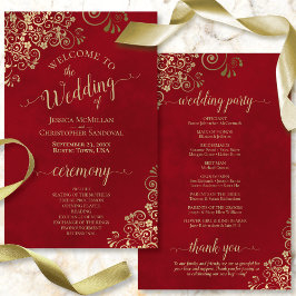 Finare Crimson Red & Guld budgetens Bröllopsprogra