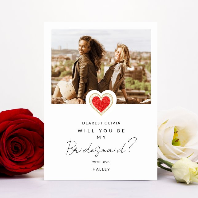 Finare Cute Red Heart Photo Bridesmaid Inbjudningar (Skapare uppladdad)