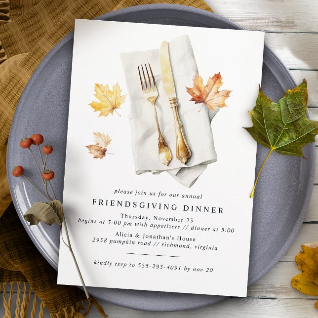 Finare Cutlery | Rustic Fall Löv Friendsgiving Inbjudningar (Skapare uppladdad)