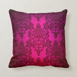 Finare Deep Glowing Rosa Damask Pattern Kudde
