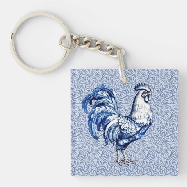 Finare Delft Blue och White Tupp Chicken (Framsidan)
