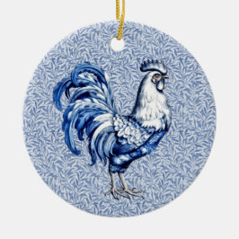 Finare Delft Blue och White Tupp Chicken Julgransprydnad Keramik