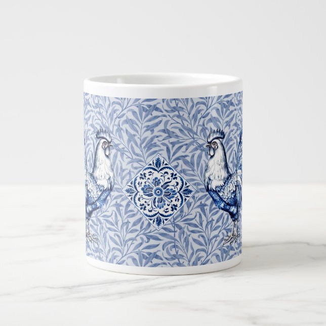 Finare Delft Blue och White Tupp Chicken Jumbo Mugg (Framsidan)