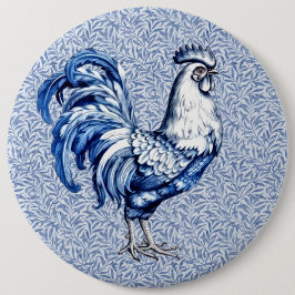 Finare Delft Blue och White Tupp Chicken Knapp