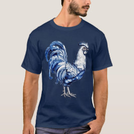 Finare Delft Blue och White Tupp Chicken T Shirt