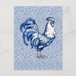 Finare Delft Blue och White Tupp Chicken Vykort