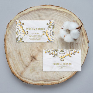 Finare Elegant Faux Guld Baroque Gräns på Vita Visitkort