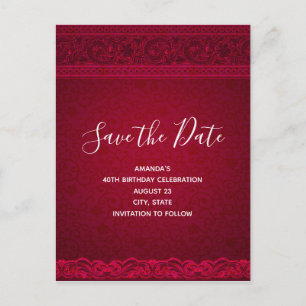 Finare & Elegant Red Background Snyggt Birday Inbjudan Vykort