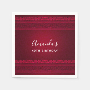 Finare & Elegant Red Background Snyggt Birday Pappersservett
