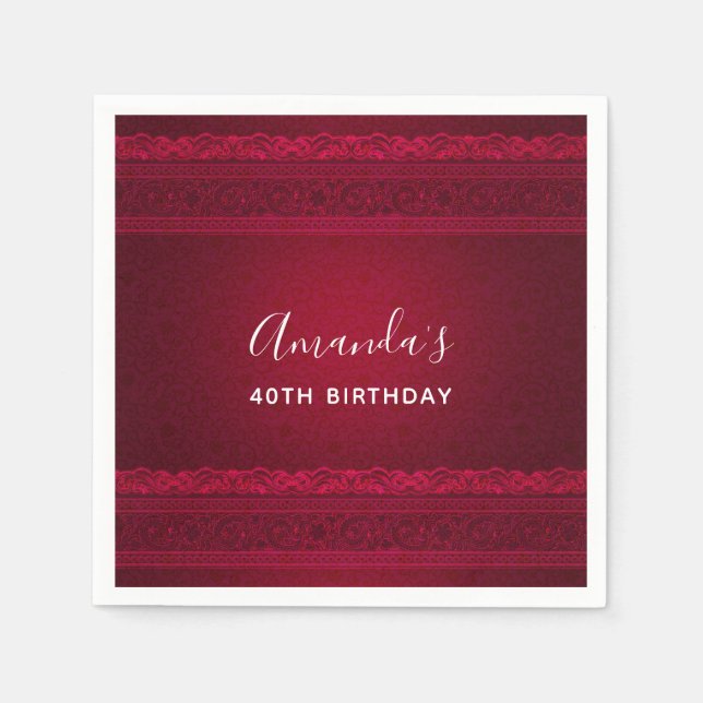 Finare & Elegant Red Background Snyggt Birday Pappersservett (Framsidan)