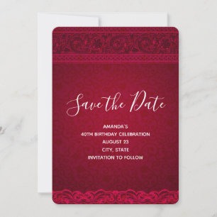 Finare & Elegant Red Background Snyggt Birday Spara Datumet
