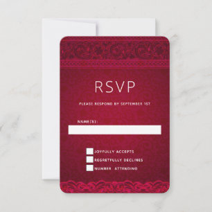 Finare & Elegant Red Background Snyggt Bröllop OSA Kort