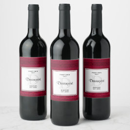 Finare & Elegant Red Background Snyggt Winery Vinflaska Etikett