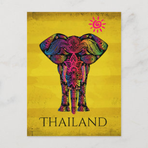 Finare Elephant Design Bold Bright Färg   Thailand Vykort