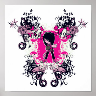 finare emo-flicka med korsbenshallsnurrning poster