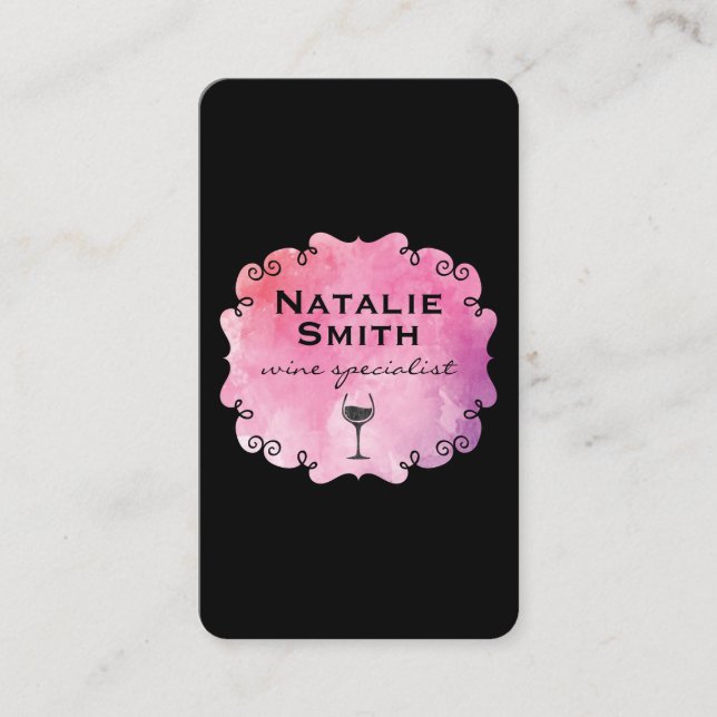 Finare-etikett Vin med Vin Stain Visitkort (Framsida)