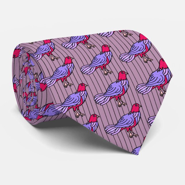 Finare fåglar på Streck (Mauve, Violet, Cerise) Slips (Rullad)