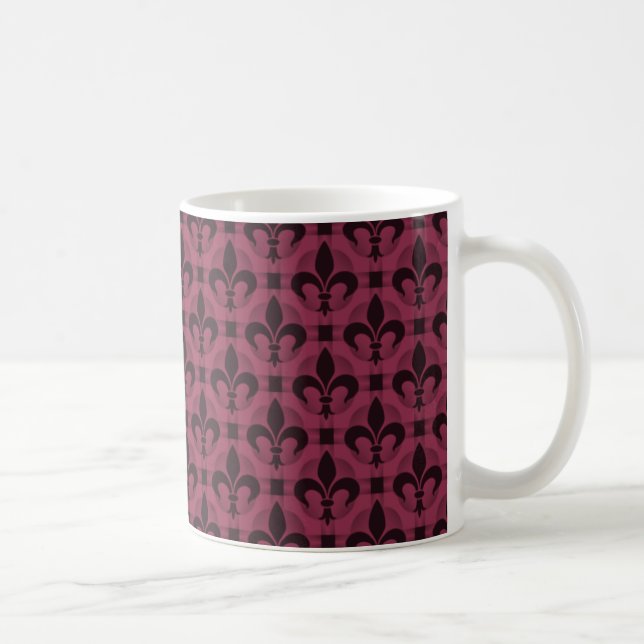Finare Fleur de lis Mugg, Burgundy Kaffemugg (Höger)