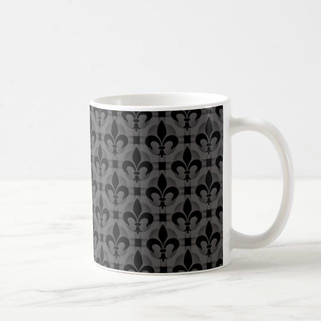 Finare Fleur de lis Mugg, Mörk Grått Kaffemugg (Höger)