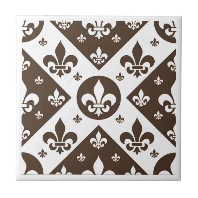 Finare Fleur De Lis Tan Kakelplatta (Framsidan)