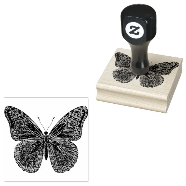 Finare Flourish Butterfly Rubber Frimärke Stämpel (Stämplad)