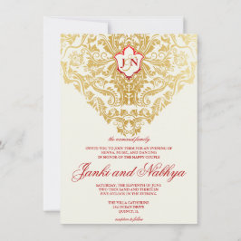 Finare Flourish Golden Indian Arabiska Bröllop Inbjudningar