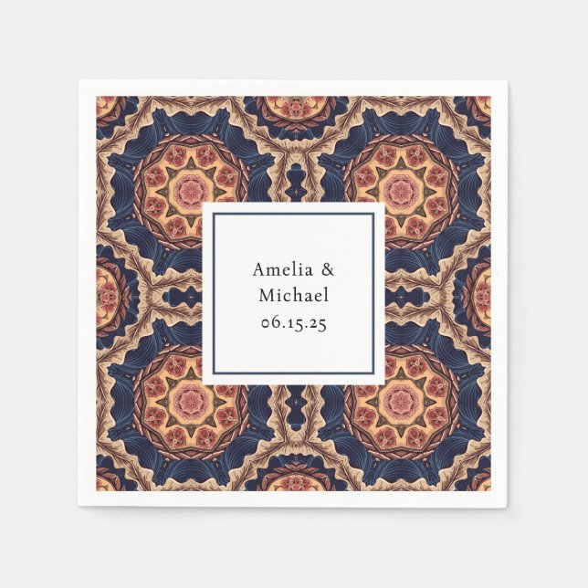 Finare Flower och Star Shapes Mönster Bröllop Pappersservett (Framsidan)