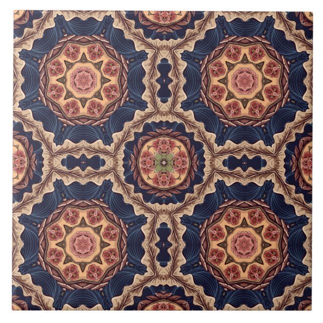 Finare Flower och Star Shapes Mönster Kakelplatta (Framsidan)