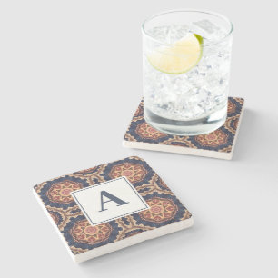 Finare Flower och Star Shapes Mönster Monogram Stenunderlägg