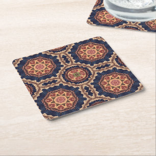Finare Flower och Star Shapes Mönster Underlägg Papper Kvadrat