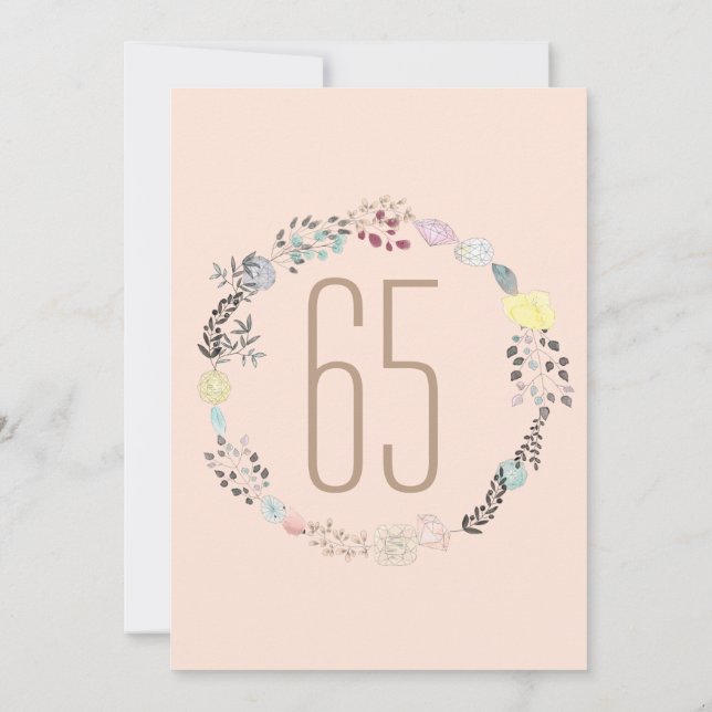 Finare Flowers and Diamonds 65e Birthday Inbjudningar (Baksida)