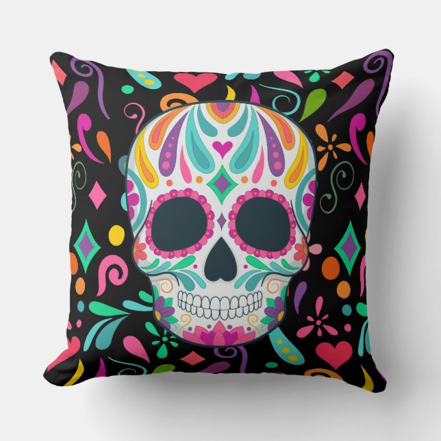 Finare Flowwwalls Sugar Skull Kudde (Framsida)