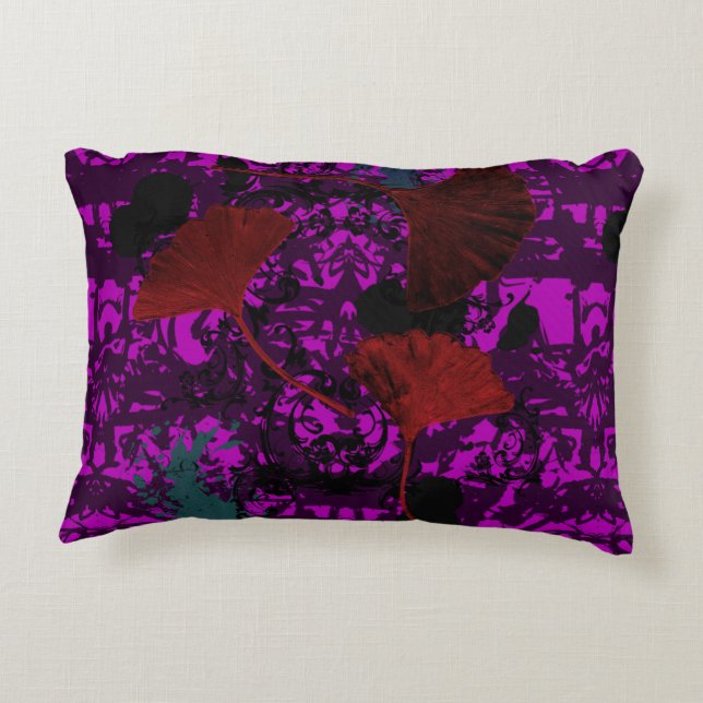 Finare Ginkgo Grunge accent Pillow Lila Prydnadskudde (Baksidan)